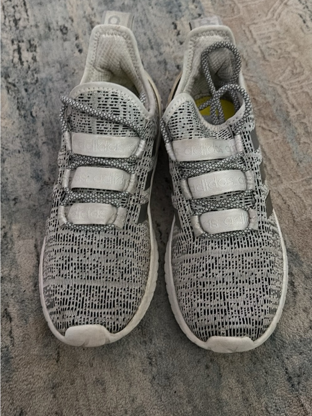 adidas men’s Light Gray Knit Slip-On Sneakers